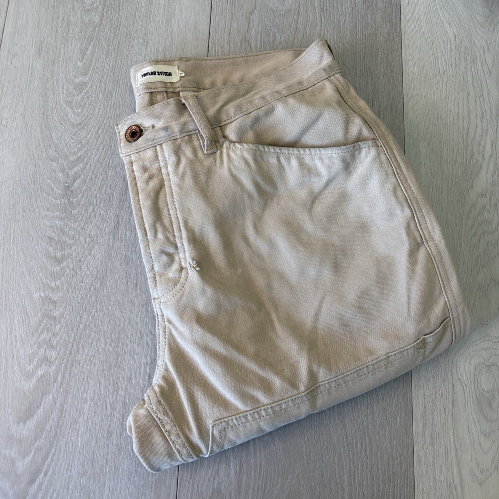 Taylor Stitch Pants Mens 32x34 Beige Boss Duck Canvas Workwear Straight Leg
